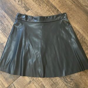 SHEIN Black Faux Leather A-Line Skirt